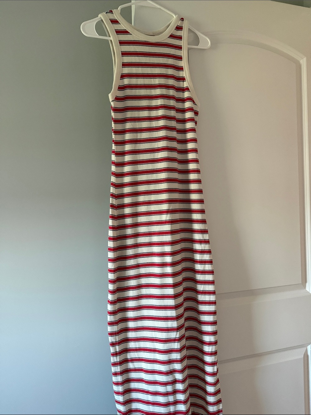Universal Thread Red and White Striped Ribbed Maxi Tank Dress